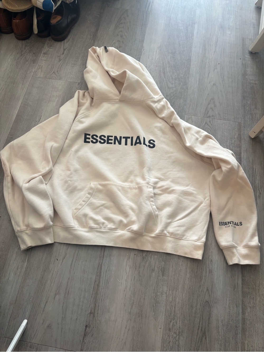 Fear of God Essentials Cream Logo Hoodie